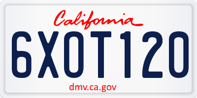 CA license plate 6XOT120