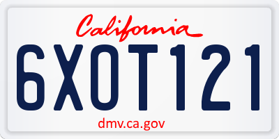 CA license plate 6XOT121