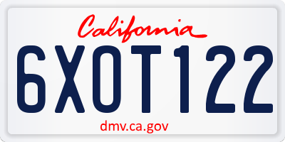 CA license plate 6XOT122