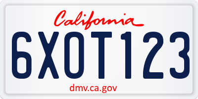 CA license plate 6XOT123