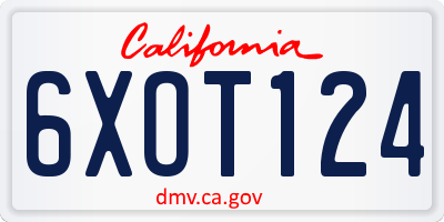 CA license plate 6XOT124