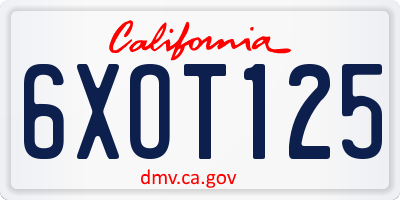 CA license plate 6XOT125