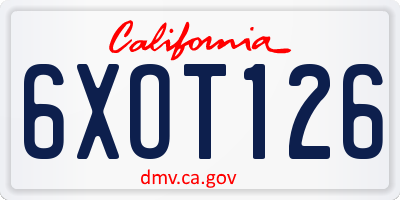 CA license plate 6XOT126