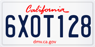 CA license plate 6XOT128