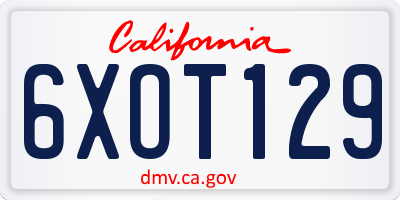 CA license plate 6XOT129
