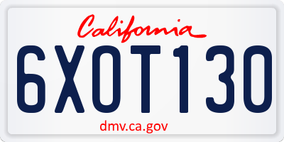 CA license plate 6XOT130