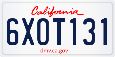 CA license plate 6XOT131