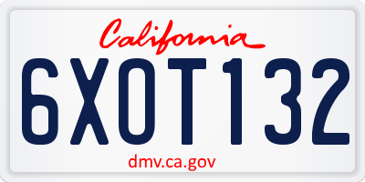 CA license plate 6XOT132