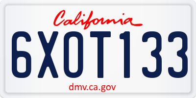 CA license plate 6XOT133