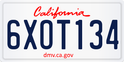 CA license plate 6XOT134
