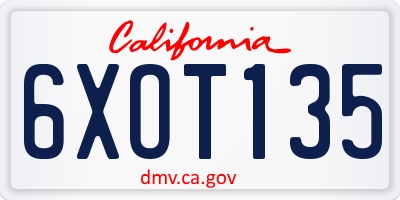 CA license plate 6XOT135