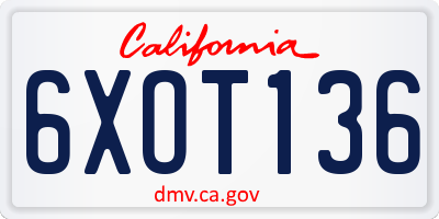 CA license plate 6XOT136