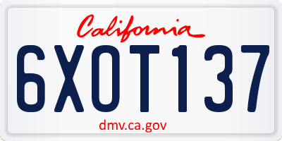 CA license plate 6XOT137