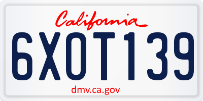CA license plate 6XOT139