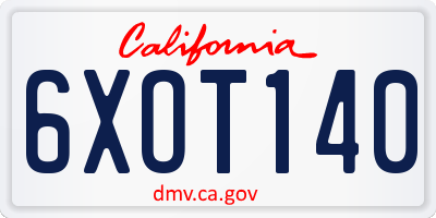 CA license plate 6XOT140