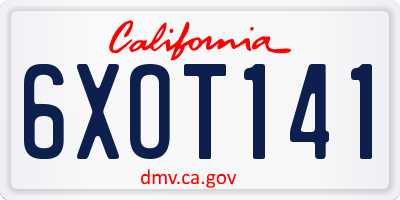 CA license plate 6XOT141