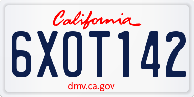 CA license plate 6XOT142