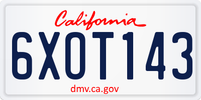 CA license plate 6XOT143