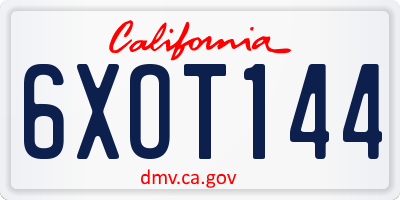 CA license plate 6XOT144