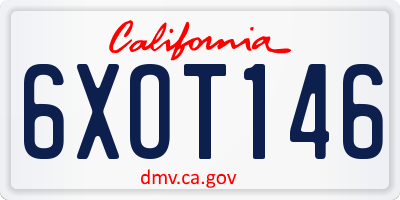 CA license plate 6XOT146