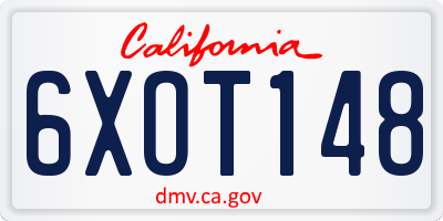 CA license plate 6XOT148