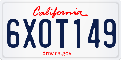CA license plate 6XOT149