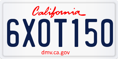 CA license plate 6XOT150