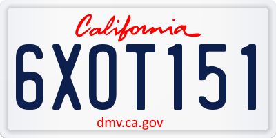 CA license plate 6XOT151