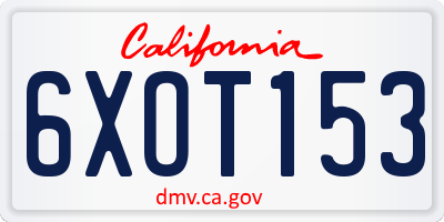 CA license plate 6XOT153