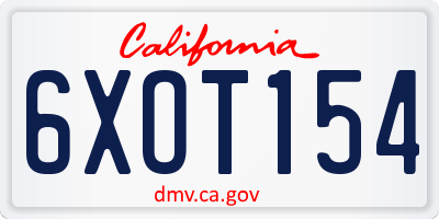 CA license plate 6XOT154