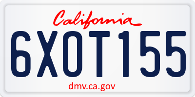 CA license plate 6XOT155