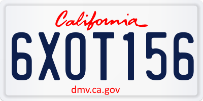 CA license plate 6XOT156