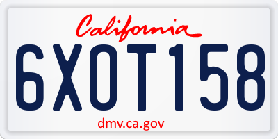 CA license plate 6XOT158