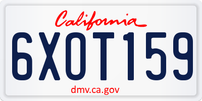 CA license plate 6XOT159