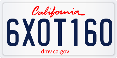 CA license plate 6XOT160