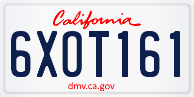 CA license plate 6XOT161