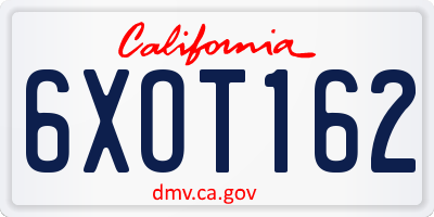 CA license plate 6XOT162