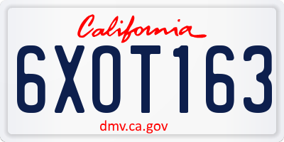 CA license plate 6XOT163