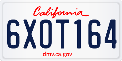 CA license plate 6XOT164