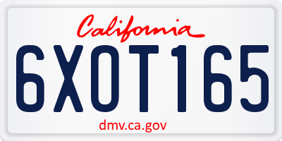 CA license plate 6XOT165
