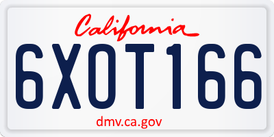 CA license plate 6XOT166