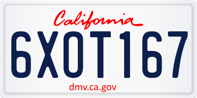 CA license plate 6XOT167