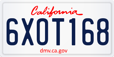 CA license plate 6XOT168