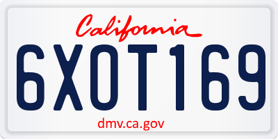 CA license plate 6XOT169