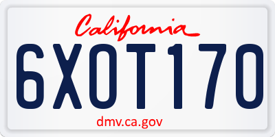 CA license plate 6XOT170