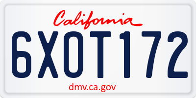 CA license plate 6XOT172