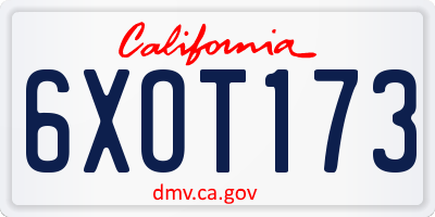 CA license plate 6XOT173