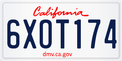 CA license plate 6XOT174