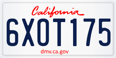 CA license plate 6XOT175