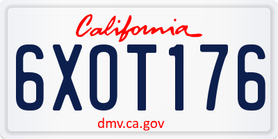 CA license plate 6XOT176